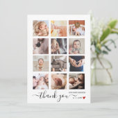 Carte Chic Multi Photo Collage Baby shower Merci (Debout devant)