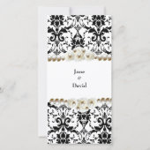 Carte Chic noir & blanc Damask Mariage Pearl (Dos)