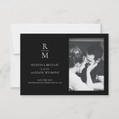 Carte Chic Noir Monogramme Mariage Enregistrer la Date P (Devant)