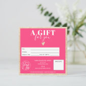 Carte Chic or parties scintillant neon rose certificat c (Debout devant)