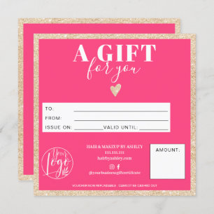 Carte Chic or parties scintillant neon rose certificat c
