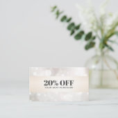 Carte Chic Parties scintillant perlé blanc Bokeh C (Debout devant)