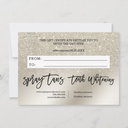 Carte Chic parties scintillant perle script spray certif (Dos)