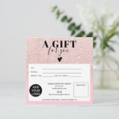Carte Chic parties scintillant rose carré certificat cad (Debout devant)