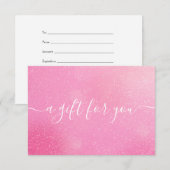 Carte Chic Parties scintillant rose Certificat cadeau (Devant / Derrière)