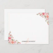 Carte Chic Peach Watercolor Florale Note (Devant / Derrière)