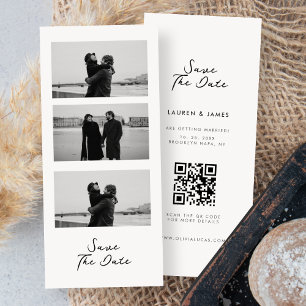 Carte Chic Photo Strip Code QR Mariage Enregistrer la da