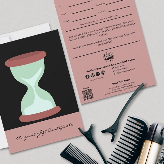 Carte Chic Pink Black August Certificat cadeau
