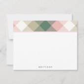 Carte Chic Pink Green Plaid Personnalisée Flat Not (Devant)