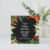 Carte Chic Poinsettia and Oranges Christmas Invites (Debout devant)