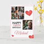 Carte Chic Red 5 Photo Collage 100e anniversaire (Fleur jaune)