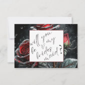 Carte Chic Red Roses Black Bridesmaid (Devant)