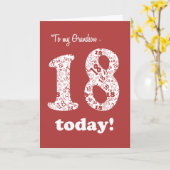 Carte Chic Red, White 18th Birthday for Grandson (Fleur jaune)