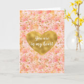 Carte Chic rose Aquarelle Or Confetti Coeur (Fleur jaune)