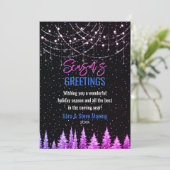 Carte Chic rose arbres parties scintillant de Noël nouve (Debout devant)