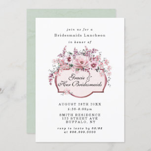 Carte Chic Rose Gold Floral Bridesmaids Luncheon Invitat