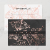 Carte Chic Rose Gold Floral | Certificat cadeau (Devant / Derrière)