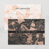 Carte Chic Rose Gold Floral Koi | Certificat cadeau (Devant / Derrière)
