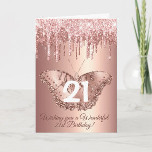 Carte Chic Rose Gold Pailletés Anniversaire