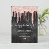 Carte Chic rose or noir nouvel an Noël salutation (Debout devant)