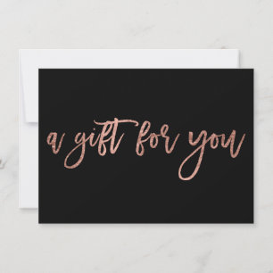 Carte Chic rose or noir script spray certificat cadeau