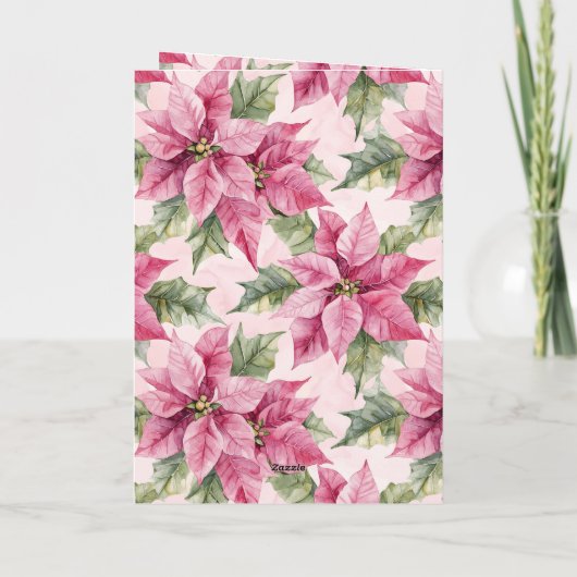 Carte Chic rose Poinsettia Fleurs Noël (Dos)