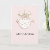 Carte Chic rose points blanc Bow Ornement Noël (Devant)