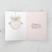 Carte Chic rose points blanc Bow Ornement Noël (Intérieur)
