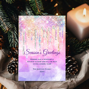 Carte Chic rose pourpre gouttes parties scintillant Nouv