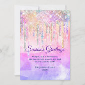 Carte Chic rose pourpre gouttes parties scintillant Nouv (Devant)