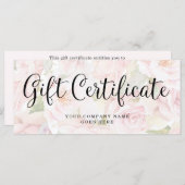 Carte Chic rose roses et certificat cadeau de script ten (Devant / Derrière)