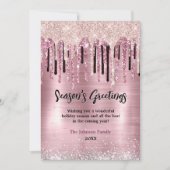 Carte Chic rose rousse gouttes rose Nouvel An Noël (Devant)