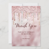 Carte Chic rose rousse parties scintillant or gouttes me (Devant)