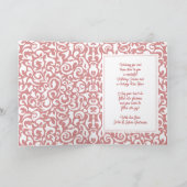 Carte Chic rouge foncé blanc Damas Floral Art Motif (Intérieur)