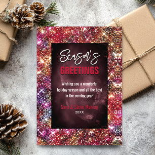 Carte Chic rouge irisé Parties scintillant Noël nouvelle