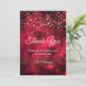 Carte Chic rouge or lumières de vacances merci (Debout devant)