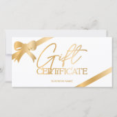 Carte Chic ruban de feuille d'or blanc logo cadeau certi (Devant)