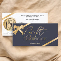 Chic ruban de feuille d'or bleu logo certificat ca