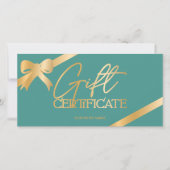 Carte Chic ruban de feuille d'or vert logo certificat ca (Devant)