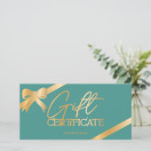 Carte Chic ruban de feuille d'or vert logo certificat ca (Debout devant)
