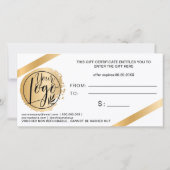 Carte Chic ruban de feuille d'or vert logo certificat ca (Dos)