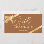 Carte Chic ruban en feuille d'or logo boho certificat ca (Devant)