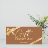 Carte Chic ruban en feuille d'or logo boho certificat ca (Debout devant)