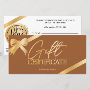 Carte Chic ruban en feuille d'or logo boho certificat ca