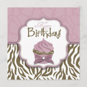 Carte Chic Safari & Cupcake Anniversaire