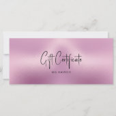 Carte Chic Salon Metallic Pink & Black Certificat Cadeau (Devant)