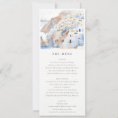 Carte Chic Santorini Grèce Watercolor Mariage Menu (Devant)