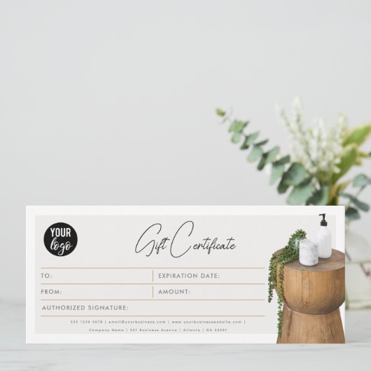 Carte Chic Script Business Logo Certificat cadeau bon (Debout devant)