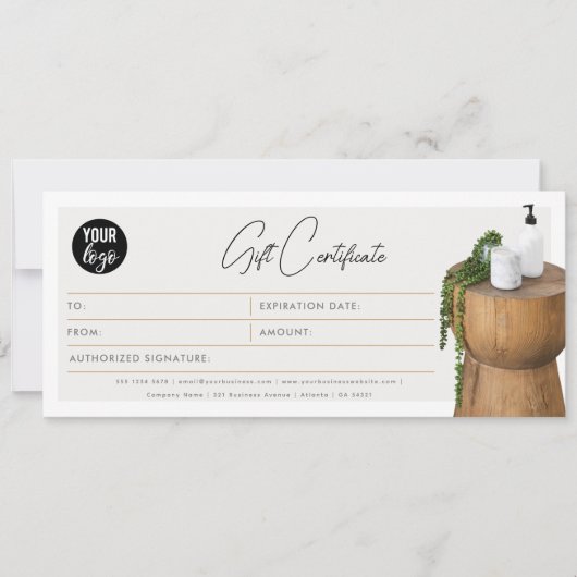 Carte Chic Script Business Logo Certificat cadeau bon (Devant)