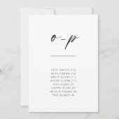 Carte Chic Simple Moderne Script Alphabétique Siège O-P (Devant)